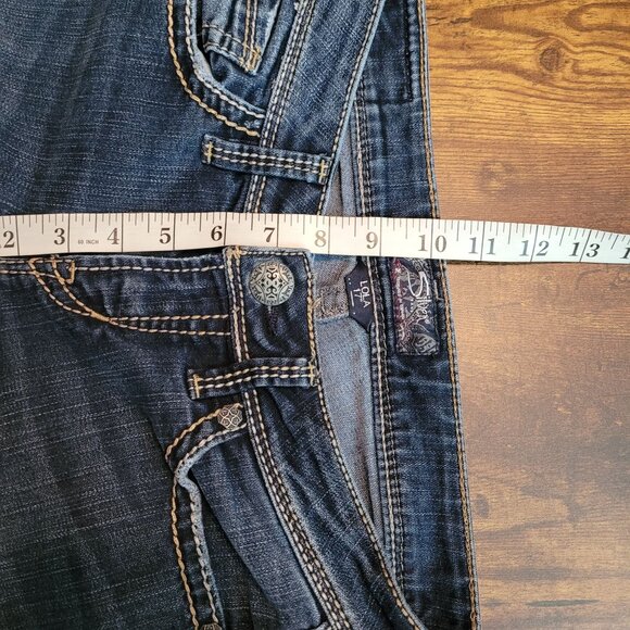 Silver Jeans Womens 28 Lola 17" Straight Embellished Medium Dark Wash Stretch - Picture 8 of 11